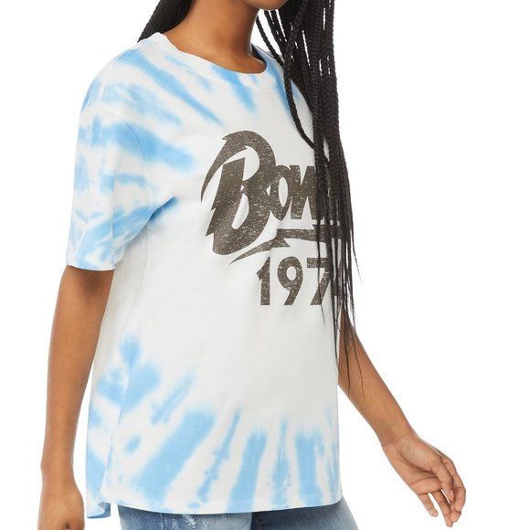 David Bowie 1974 Logo glam rock Tie Dye Official Boyfried T-Shirt XL NWT - Picture 2 of 3